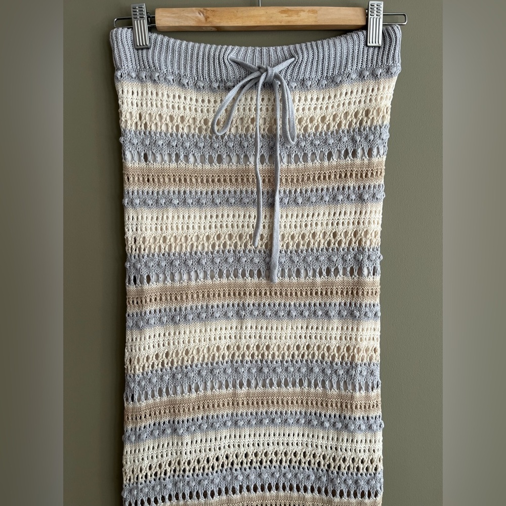 JESSICA SIMPSON Matching Crochet Set Maxi Skirt & Top - Blue & Cream size small - Picture 8 of 14